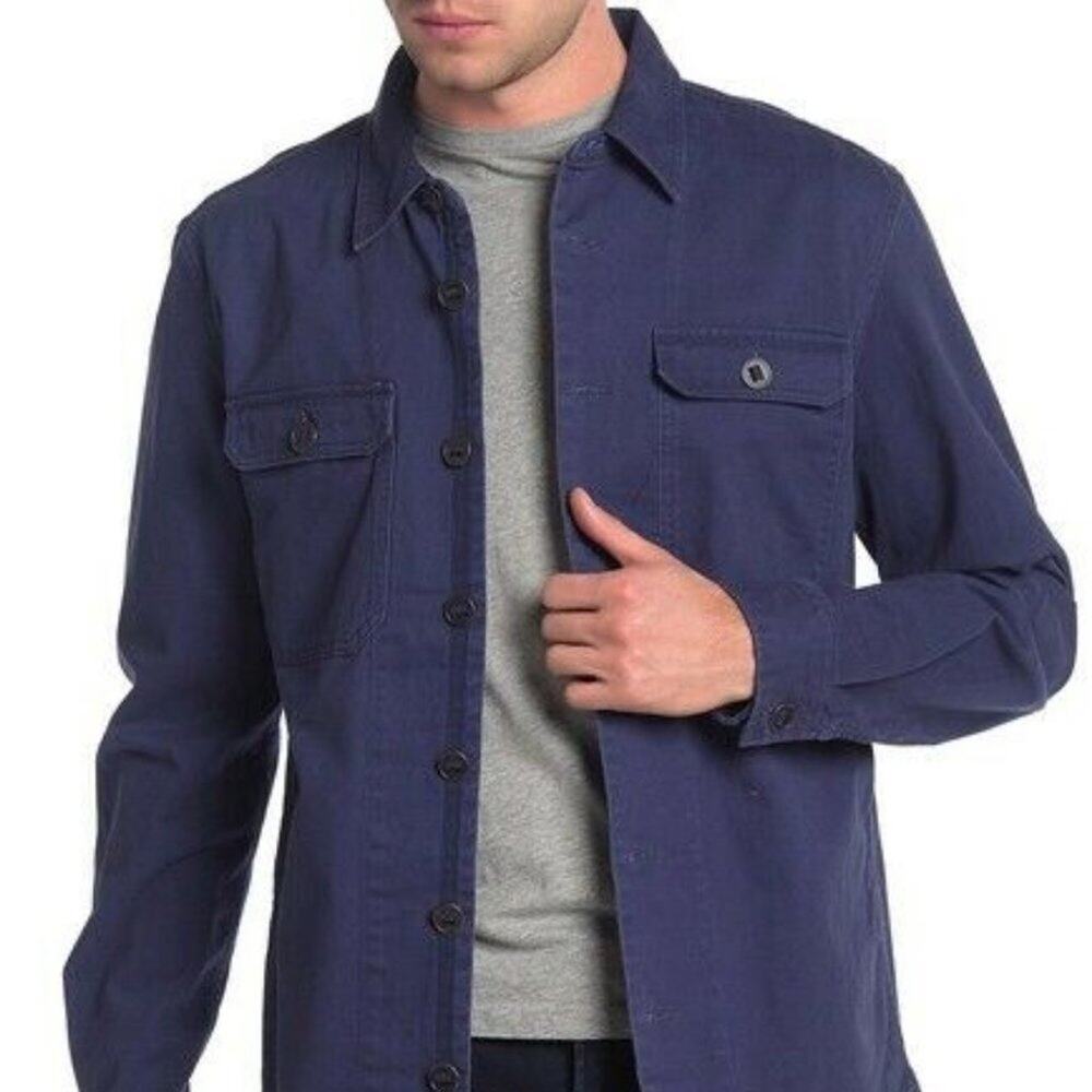 NWT Slate & Stone Pockets Navy Blue Front Button Shirt Jacket XL